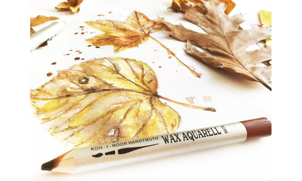 Jesienny rysunek za pomocą  kredek Wax Aquarell